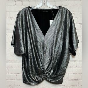 Code x Mode Metallic Foil Twist Hem Top